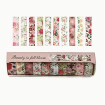 Lot de 10 Washi Tape, Masking Tape, rubans adhésifs scrapbooking assortis 15 mm x 1,5 m FLEURI