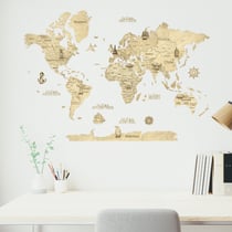 Carte du Monde en Bois 2D CREATIFWOOD Claire S (80 x 55 cm) - Décoration Murale