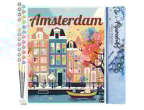Peinture par Numéro Figured'Art - Affiche de voyage Amsterdam en fleurs - Kit de Loisir Créatif DIY Numéro d'Art Complet - 40x50cm sans châssis en bois