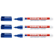 Lot de 3 marqueurs permanents pointe ronde 1 mm - EDDING - Bleu - 400