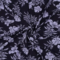 Tissu Stretch magnolia Bleu gris sur fond Bleu marine