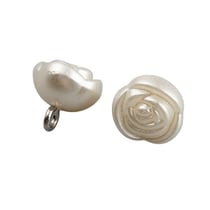 10 BOUTONS de TIGE beige nacré Rond forme Fleur 11 mm 1 trou - creation couture Diy