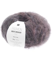 Pelote de laine et mohair FASHION MERI MOHAIR PRINT - Douceur luxueuse, effet rayé & finition vaporeuse - Rico Design 07 Violet Fumé