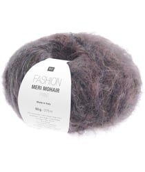 Pelote de laine et mohair FASHION MERI MOHAIR PRINT - Douceur luxueuse, effet rayé & finition vaporeuse - Rico Design 07 Violet Fumé