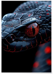 Affiche Serpent noir et rouge | A3 : 29,7x42cm