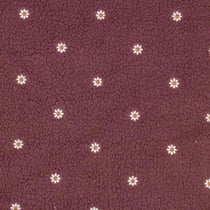 Tissu Fausse fourrure Mouton paquerettes brodées Héloise sur fond Aubergine - Au mètre