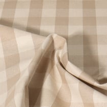 Tissu Toile de Lin Célestin enduit Rayures sur fond Beige - Au mètre