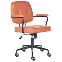 Chaise de Bureau Orange en Cuir PU Pivotante Hauteur Ajustable Vérin Pneumatique Roulettes avec Frein de Sécurité Durable et Stable