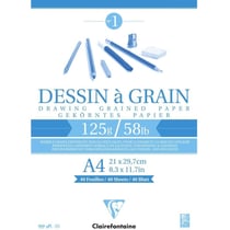 Bloc Dessin A Grain Colle A4 - 125G - 40 Feuilles - Clairefontaine