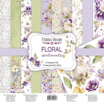 10 papiers scrapbooking 20 x 20 cm FABRIKA DECORU FLORAL SENTIMENTS