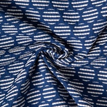 Tissu Jacquard Polycoton Pois rayés blancs sur fond Bleu