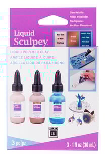 Set 3 flacons argile liquide métalliques glam - 30 ml - Sculpey