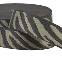 Sangle imprimé animalier zèbre 38mm kaki au mètre