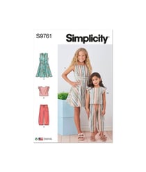 Patron Simplicity 9761 - Robe, pantalon et haut élégants du 3 au 14 ans taille n°FR 7-14