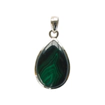Pendentif Malachite Argent 925 Forme goutte Grand modèle - Omsaé