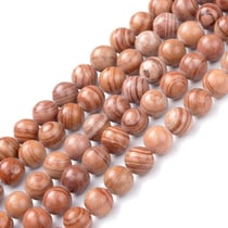 Fil de perles ronde en pierre naturelle 8 mm JASPE TERRE DE SIENNE