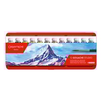 Peinture gouache - 12 tubes de 10 ml - Caran d'Ache Studio - Pinceau inclus