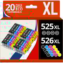 123CONSOMMABLES - PGI525 CLI526 - Cartouches d'encre compatible avec Canon 525 526 pour PIXMA MG5150 MG5350 MG6150 IX6550 MX715 MX885 MX895 IP4850 IP4950 IP6550 (8 Noir / 4 Cyan / 4 Magenta / 4 Jaune) - 123CONSOMMABLES