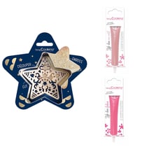 Kit pour biscuit en relief Étoile + 2 Stylos au chocolat rose pastel et fuchsia