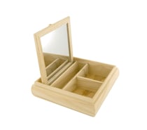 Coffret en bois avec miroir 20 x 20 x 5 cm