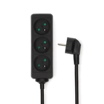 Nedis Rallonge Multiprise 3 Voies 3680W 16A Contacts Latéraux 1.5m Type E France Noir