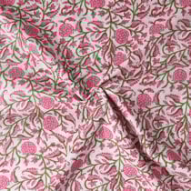 Tissu Voile de Coton Taj Mahal fleurs Roses sur fond Blanc - Au mètre