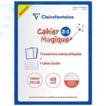 Cahier - 24x32(cm) - Grands carreaux - 48 pages - couverture en carton - sans spirale - Clairefontaine