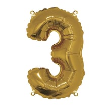 Ballon Chiffre 3, 40cm, 1pce. , or