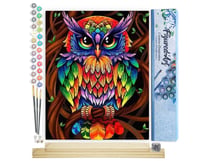 Peinture par Numéro Figured'Art - Hibou coloré - Kit de Loisir Créatif DIY Numéro d'Art Complet - 40x50cm toile roulée + châssis en bois à monter