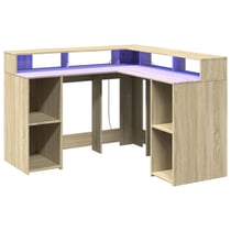 Bureau table poste de travail meuble d'ordinateur informatique étude avec lumières LED