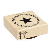 Tampon Couronne de feuilles avec Etoile, 6x6cm