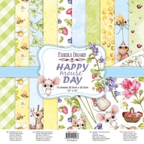 10 papiers scrapbooking 30 x 30 cm FABRIKA DECORU HAPPY MOUSE DAY