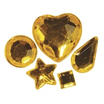 Pierres strass acrylique à coller, jaune, 3 - 12 mm, 5 sortes, 58 pces