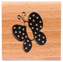 Tampon en bois Papillon pois