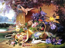 Puzzle 2000 pièces - Nature Ombree Élégante avec Fleurs, Eugène Bidau - Castorland