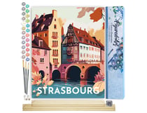 Peinture par Numéro Figured'Art - Affiche Vintage Strasbourg - Kit de Loisir Créatif DIY Numéro d'Art Complet - 40x50cm toile roulée + châssis en bois à monter