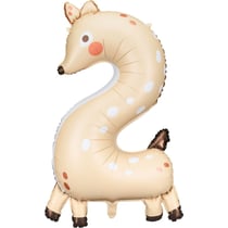 Ballon Aluminium Hélium Animaux Chiffre 2 - Faon