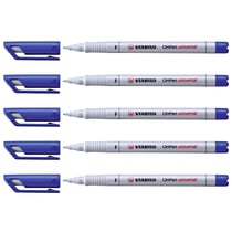 Lot de 5 feutres pour transparent OHPen encre soluble pointe fine - STABILO - Bleu