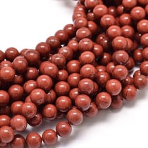 Fil de 38 perles ronde pierre naturelle fabrication bijoux JASPE ROUGE 10 MM