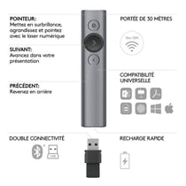 Télécommande de présentation Logitech Spotlight - Ardoise - 30 m - 49,2 g