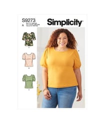 Patron Simplicity 9273.A - Top en maille, encolure arrondie avec variations de manches du 32 au 54 (FR) taille n°FR 32-54