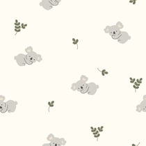 Tissu Jersey Coton LittleBird Koalas gris sur fond Ecru