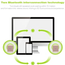 Enceinte Bluetooth Petite Taille Super Bass TWS 8W Puissante Autonomie 8h Or YONIS