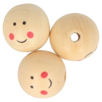 Set 12 perles visage 25 mm - bois - Artemio