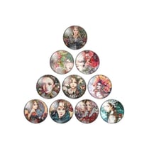 10 cabochons rond en verre assorties 25 mm PORTRAIT DE FEMME