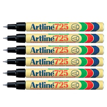 Lot de 6 marqueurs permanents pointe conique fine 0,4 mm - ARTLINE - 725 - Noir