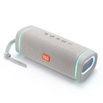 Enceinte Bluetooth Portable LED RGB Sans Fil Subwoofer Puissant Longue Autonomie Gris YONIS