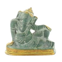 Statuette Ganesh allongé en Laiton vert antique 8 cm - Omsaé