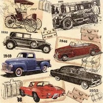 4 serviettes en papier découpage collage 33 cm VEHICULE VINTAGE