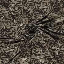 Tissu Jersey Viscose digital motifs Léopard moderne sur fond Taupe